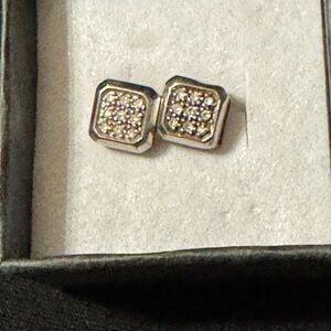 Elegant Silver & Diamond Stud Earrings